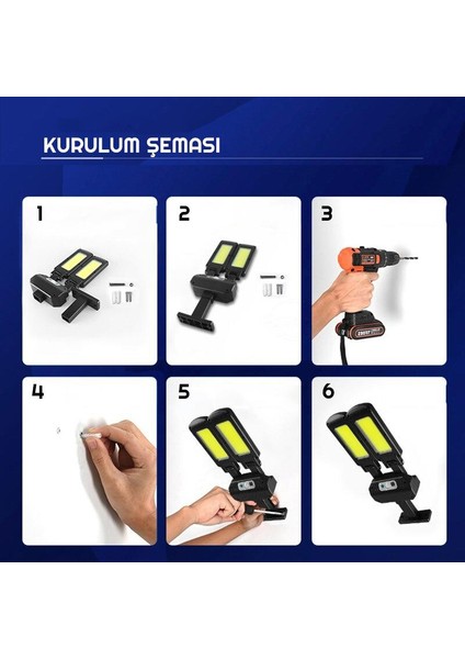 200 Cob Solar LED Hareket Sensörlü Kumandalı Su Geçirmez 3 Mod