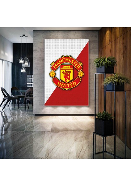 Manchester United Futbol Kulübü Logosu Kırmızı Şeytanlar Kanvas Tablo