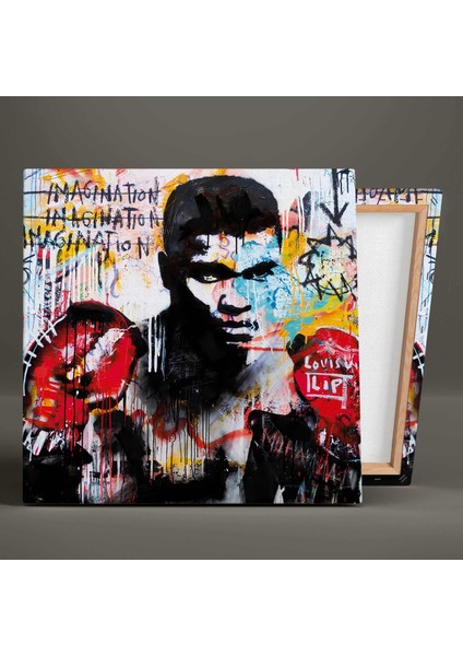 Efsane Boksör Muhammed Ali Grafiti Sokak Sanatı Kanvas Tablo