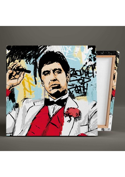 Al Pacino Yaralı Yüz Scar Face Grafiti Sokak Sanatı Kanvas Tablo