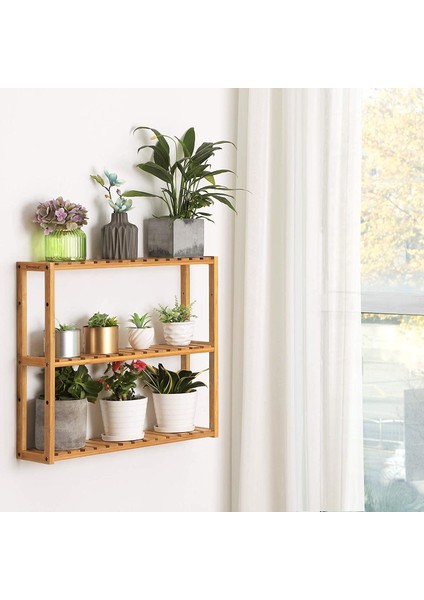 Songmics Banyo Rafı, Bambu, Bitki Rafı, Ayarlanabilir 3 Zeminli, Duvara Monte, Oturma Odası, Koridor ve Mutfak Için, Bağımsız, 60X15X54 Cm, Doğal Renkler, BCB13Y modelleri