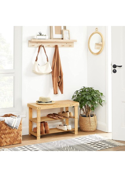 Songmics Ayakkabı Rafı, Ayakkabı Dolabı, Oturma Banklı, Bambu, 3 Raf Zeminli, 70 x 28 x 45 Cm, Koridor, Banyo, Oturma Odası ve Antre Için Ideal LBS04N fiyatları
