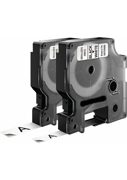 Dymo D1 45013 S0720530 12MM x 7 Mt. Muadil Beyaz Etikete Siyah Yazı Etiket Kaseti 2 Adet