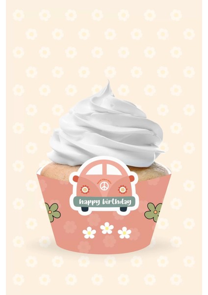 Good Vibes Temalı Cupcake Sargısı 8'li