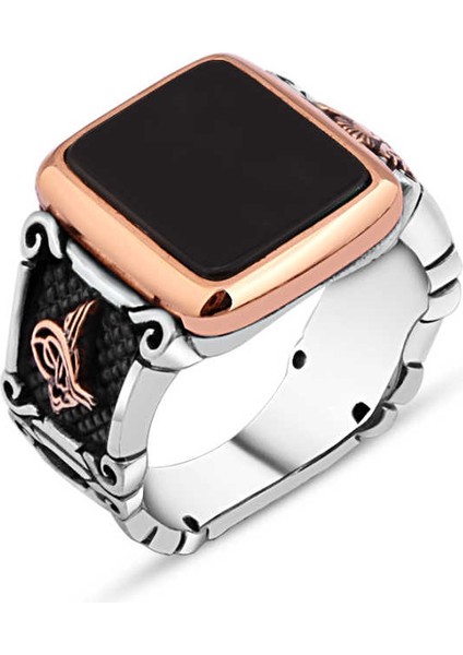 Düz Oniks Taşlı Erkek Yüzük