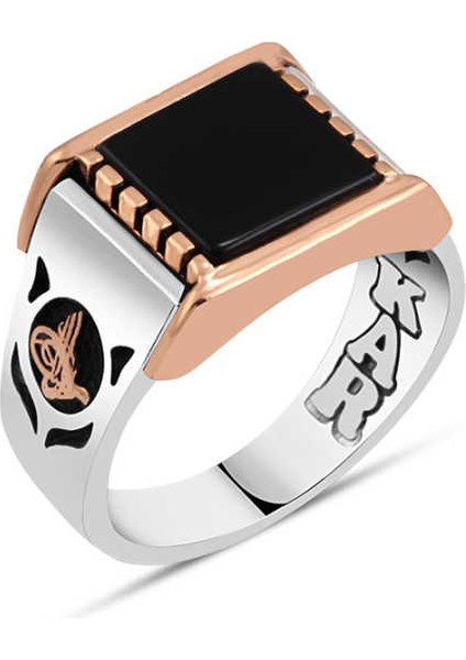 Düz Oniks Taşlı Erkek Yüzük