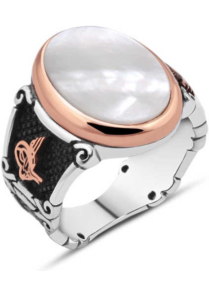 Düz Sedef Taşlı Erkek Yüzük