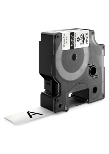 Dymo Rhinopro 18057 Isıyla Küçülen Muadil Şerit 19MMX1,5M Beyaz/siyah Etiket Kaseti