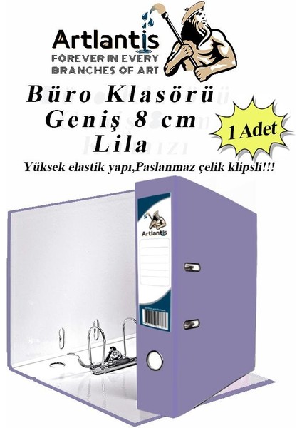 Büro Klasörü Lila Geniş 1 Adet Plastik Geniş Lila Klasör Halkalı Paslanmaz Çelik Klipsli 1 Adet