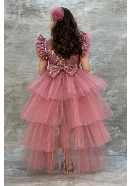 Tütülü Kuyruklu Pul Payet Kız Çocuk Elbisesi fiyatları