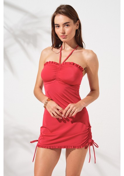 Jersey Soft Straplez Elbise Mayo