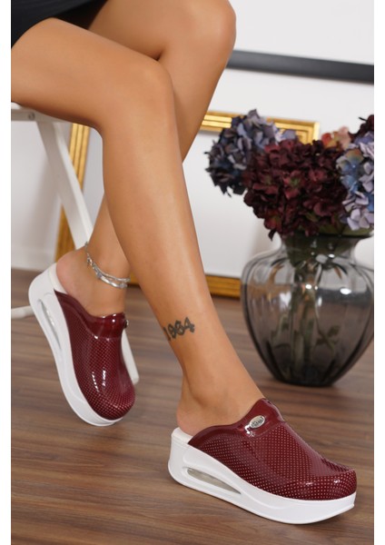 Bordo Kadın Airmax Taban Tam Ortopedik Anatomik Hastene - Doktor - Hemşire - Aşçı Sabo Terlik