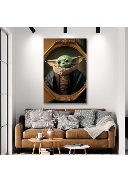 Star Wars Yoda Ahşap Süslü Fotoğraf Çerçevesi Dekoratif Kanvas Tablo