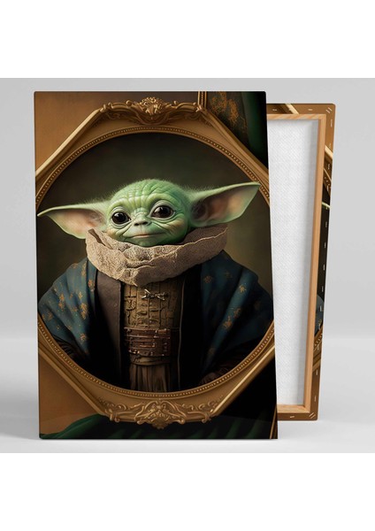 Star Wars Yoda Ahşap Süslü Fotoğraf Çerçevesi Dekoratif Kanvas Tablo