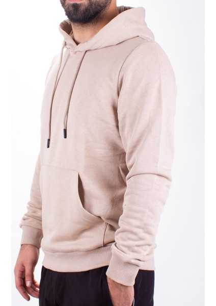 2732 Bej Kapüşonlu Erkek Sweatshirt modelleri