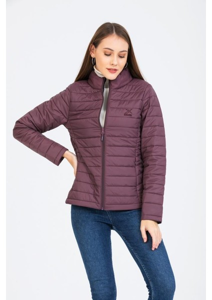 SN659 Basıc Padded Coat Mürdüm Günlük  Kadın Şişme Mont