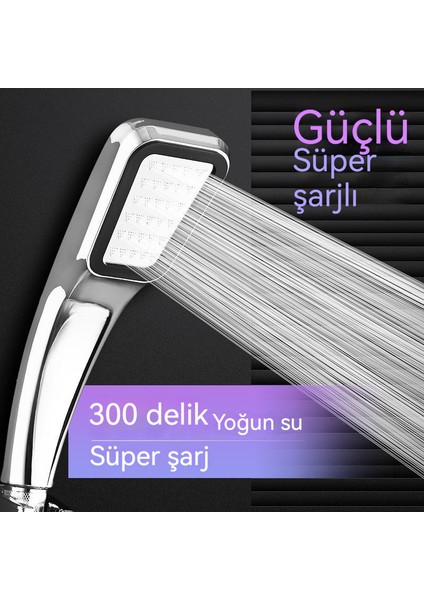 300 Delikli Şarjlı Kare El Basınçlı Duş Başlığı (Yurt Dışından) fiyatları