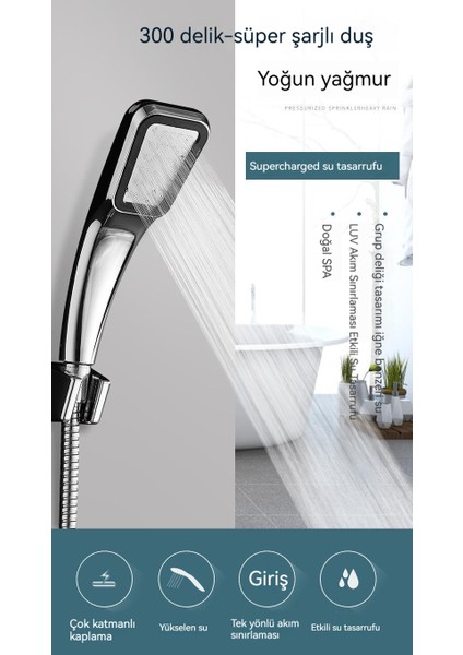 300 Delikli Şarjlı Kare El Basınçlı Duş Başlığı (Yurt Dışından) indirimleri