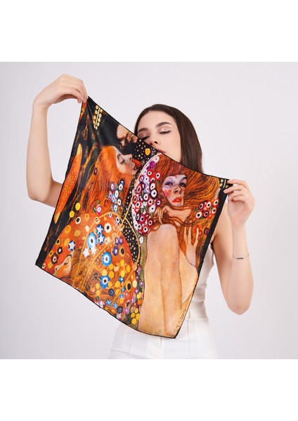 %100 Ipek Fular Bandana | Gustav Klimt Water Serpents