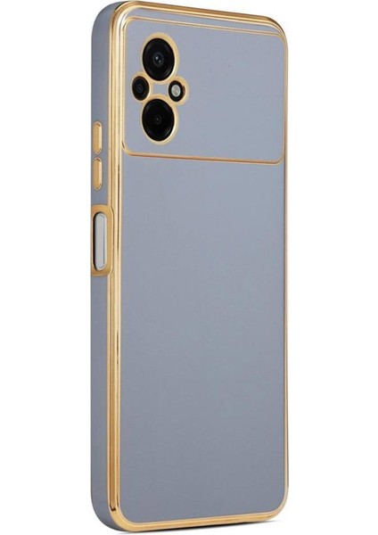 Xiaomi Poco M5 Kılıf Kamera Korumalı Altın Kenar Tasarım Silikon