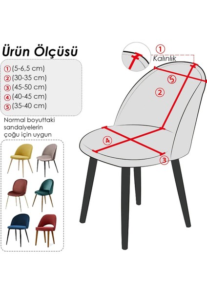 Likralı Kadife Sandalye Örtüsü Sandalye Kılıfı Oval Sandalye Örtüsü Sandalye Koruma( Tekli )