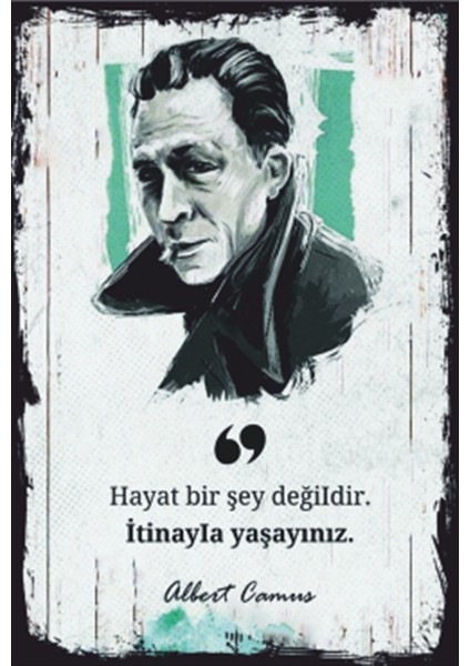 Albert Camus Sözleri Retro Ahşap Poster