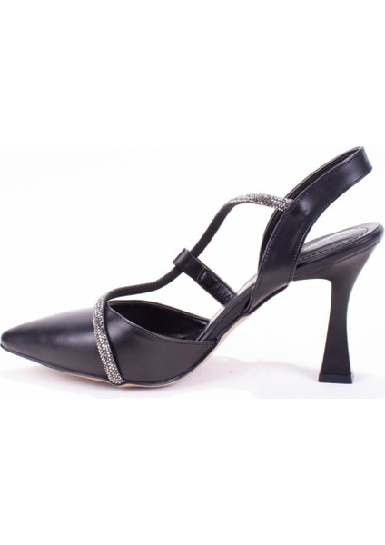 DZA07-396155 Siyah Abiye Topuklu Kadın Ayakkabı