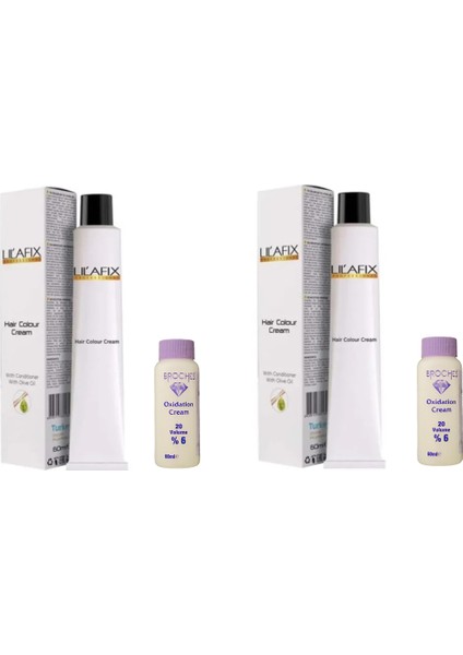 LİLAFİX SAÇ BOYASI 7/3 FINDIK KABUĞU & BROCHES 20 VOLUME %6 OKSİDAN 60ML 2'Lİ SET