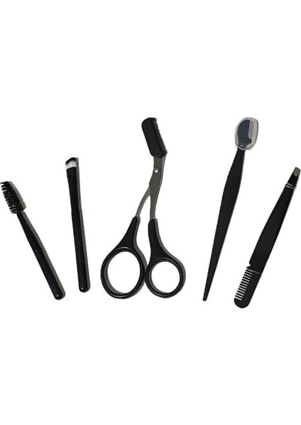 Kaş, Kirpik, Bıyık Bakım Seti - Makas, Cımbız, Maskara, Fırça - 5'li Set