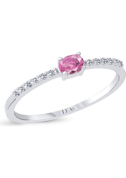 LEA's Pırlanta 0.28 Karat Pırlantalı Oval Pembe Safir Yüzük