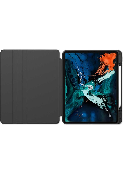 Case 4U Apple iPad Pro 2022 M2 / iPad Pro 2021 (3.Nesil) / iPad Pro 2020 (2.Nesil) / iPad Pro 2018 Tablet Kılıf Kalem Bölmeli Nayn 360 Derece Dönebilen Standlı Kapak - 11 inç uyumlu Koyu Yeşil