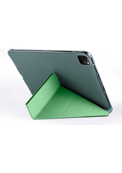 Apple iPad Pro 2020 (2.Nesil) Kılıf Tri Folding Smart With Pen Standlı Kapak - 11 inç uyumlu Açık Yeşil