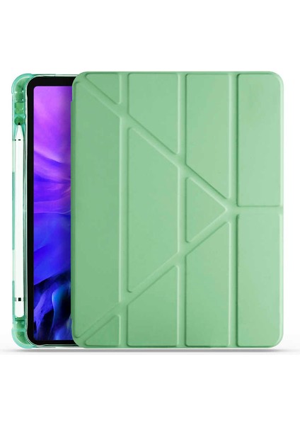 Apple iPad Pro 2020 (2.Nesil) Kılıf Tri Folding Smart With Pen Standlı Kapak - 11 inç uyumlu Açık Yeşil