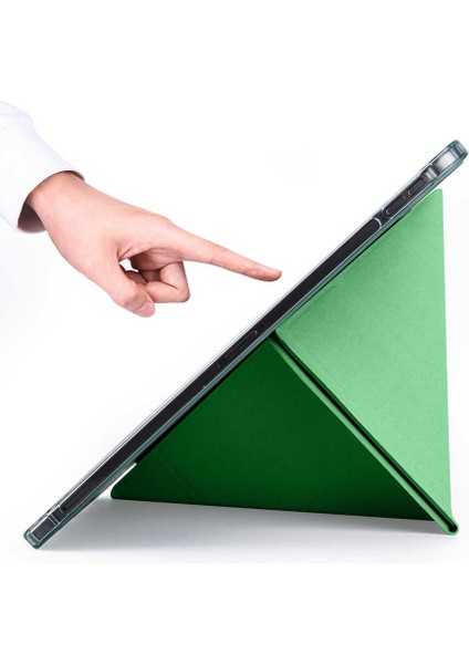 Apple iPad Pro 2020 (2.Nesil) Kılıf Tri Folding Smart With Pen Standlı Kapak - 11 inç uyumlu Açık Yeşil
