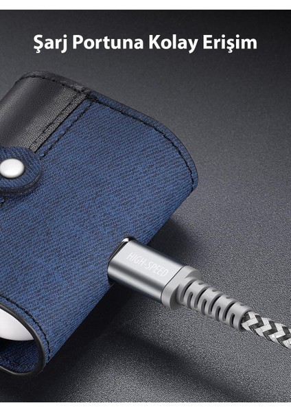 Apple Airpods 3 Mıknatıslı Deri Kılıf, Mantetik Açılıp Kapanan, Minimalist ve Şık Kılıf