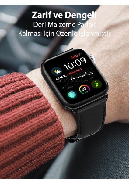 Hermes Loop Deri Apple Watch 42-44-45MM Kordon Kayış, Ultra Hafif, Çelik Tokalı Kayış