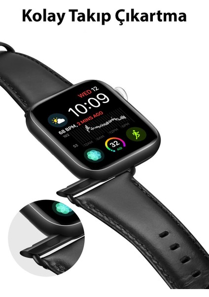 Hermes Loop Deri Apple Watch 42-44-45MM Kordon Kayış, Ultra Hafif, Çelik Tokalı Kayış