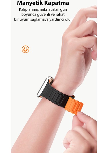 Apple Watch 42-44-45MM Için Manyetik Silikon Kordon Kayış, Apple Watch 2-3-4-5-6-7-8 ve Se