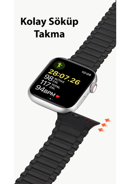 Apple Watch 42-44-45MM Için Manyetik Silikon Kordon Kayış, Apple Watch 2-3-4-5-6-7-8 ve Se