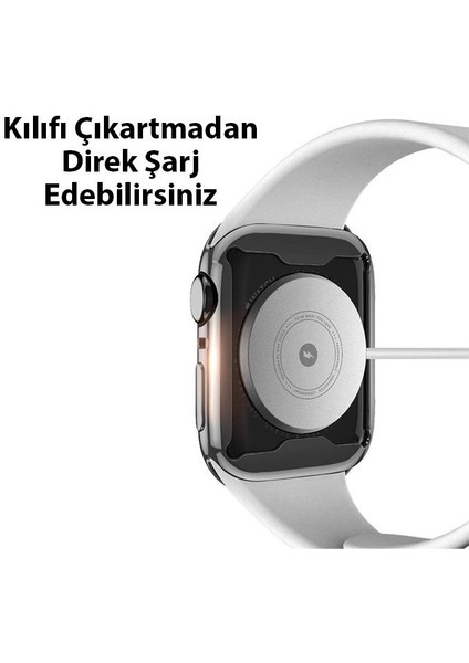 Apple Watch 41MM Full Kaplama Silikon Kılıf, Apple Watch 2-3-4-5-6-7-8 ve Se Uyumlu Kılıf