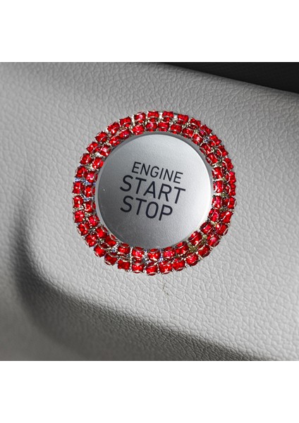 Kristal Taşlı Start Stop Düğme Halkası Kırmızı fırsatları