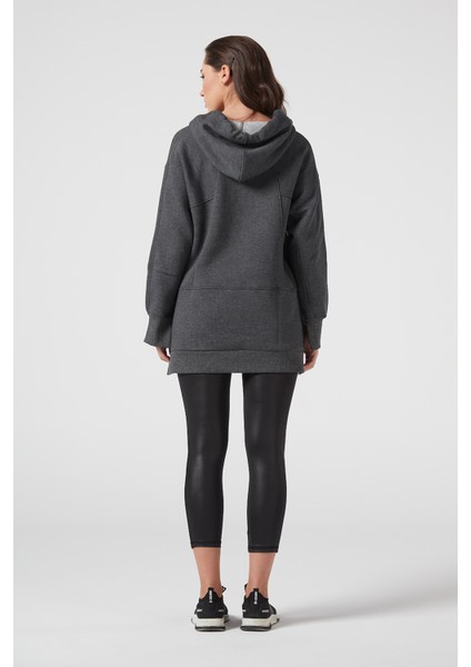 Antrasit Kapüşonlu Içi Şardonlu Sweatshirt