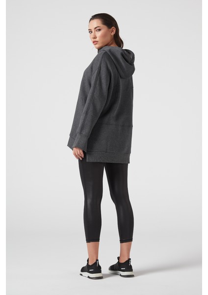 Antrasit Kapüşonlu Içi Şardonlu Sweatshirt
