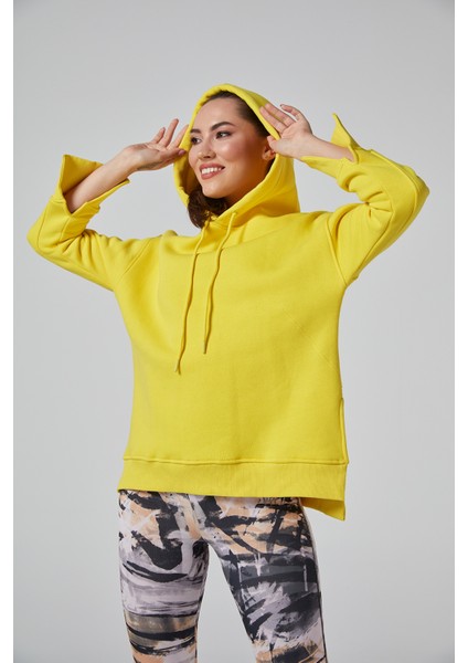 Kapüşonlu Içi Şardonlu Kadın Sweatshirt