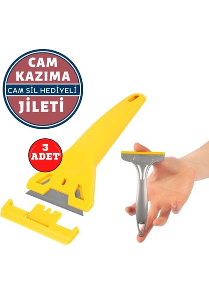 3 Adet Cam Kazıma Jileti Mini + Cam Sil 711949 fiyatları