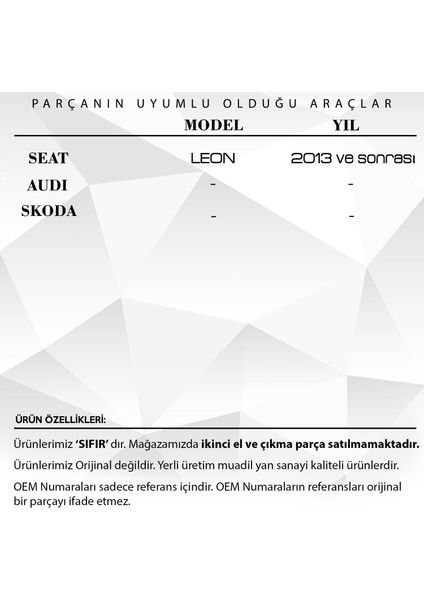 DNC Auto Part Seat Leon, Audi, Skoda Için Bagaj Dişlisi (Gri)