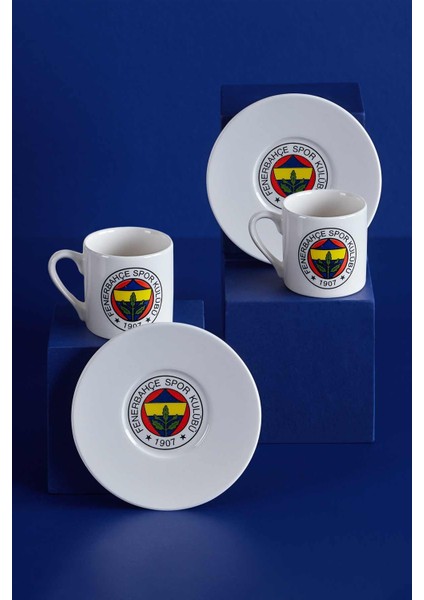 N3418 Fenerbahçe Lisanslı Arma Logo 2'li Kahve Fincan Takımı Fb ZC076TDS01