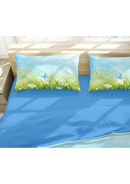 Erays Home Papatya ve Kelebek Temalı 3D Çift Kişilik Nevresim Takımı