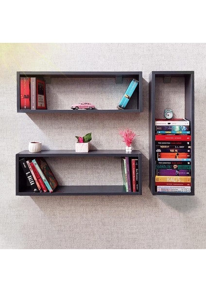 Dikdörtgen Duvar Rafı Üçlü Dikdörtgen Uçan Raf