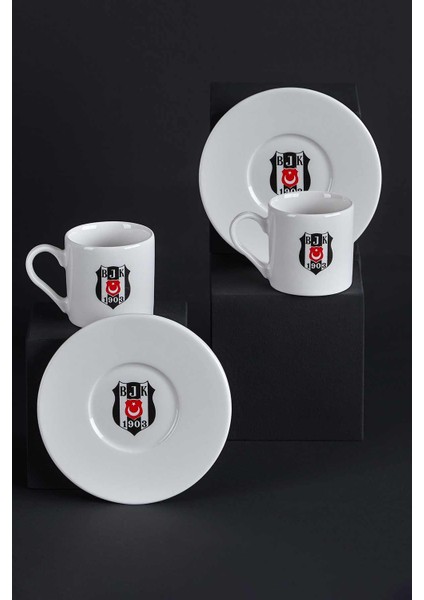 N3422 Beşiktaş Lisanslı Arma Logo 2'li Kahve Fincan Takımı
